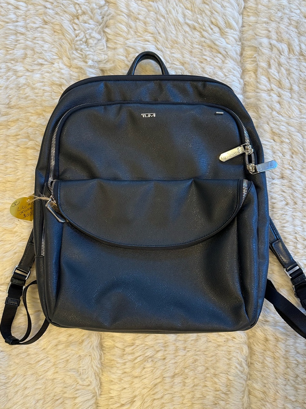TUMI Black Leather Backpack for women